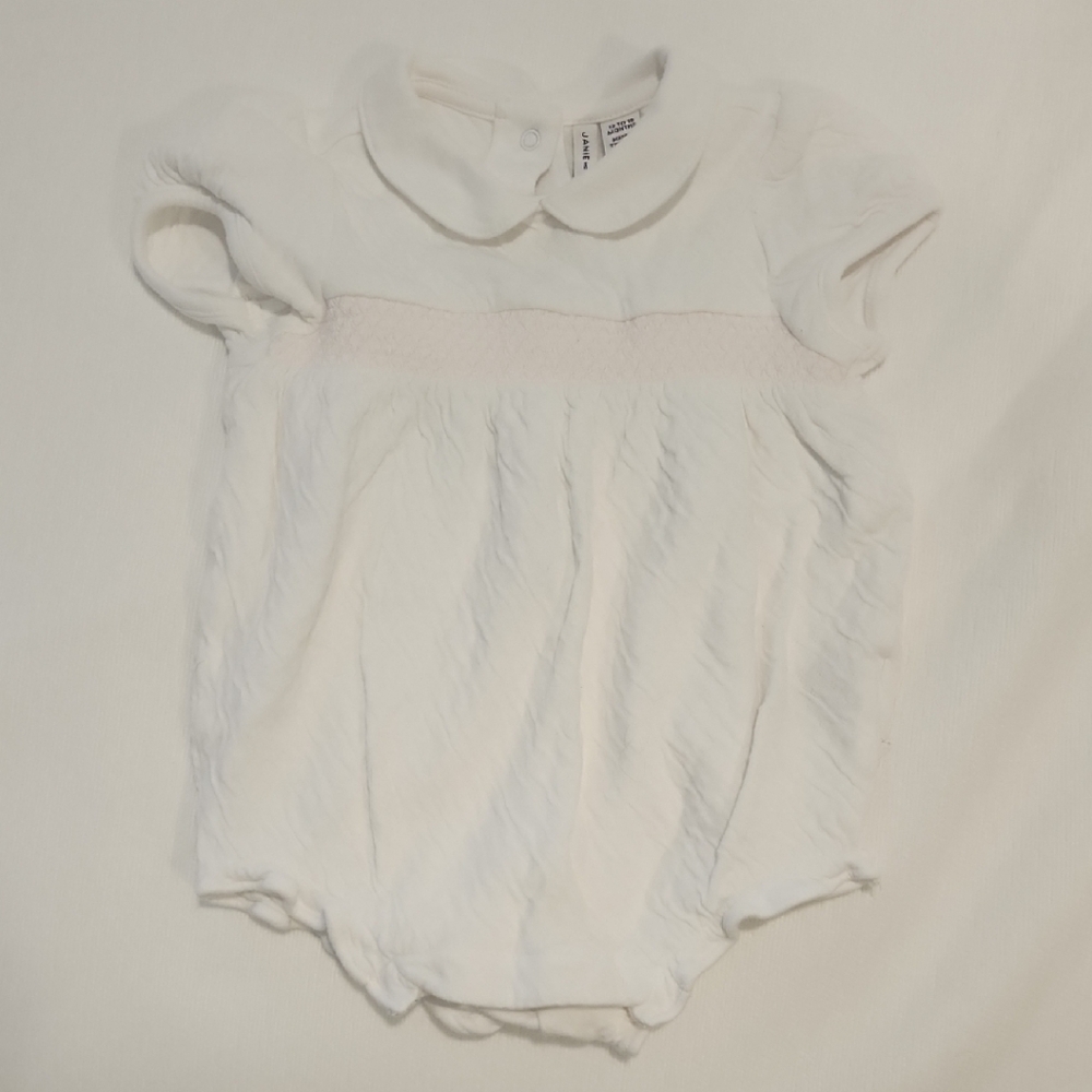 Janie and Jack Cream Baby Romper with Collar